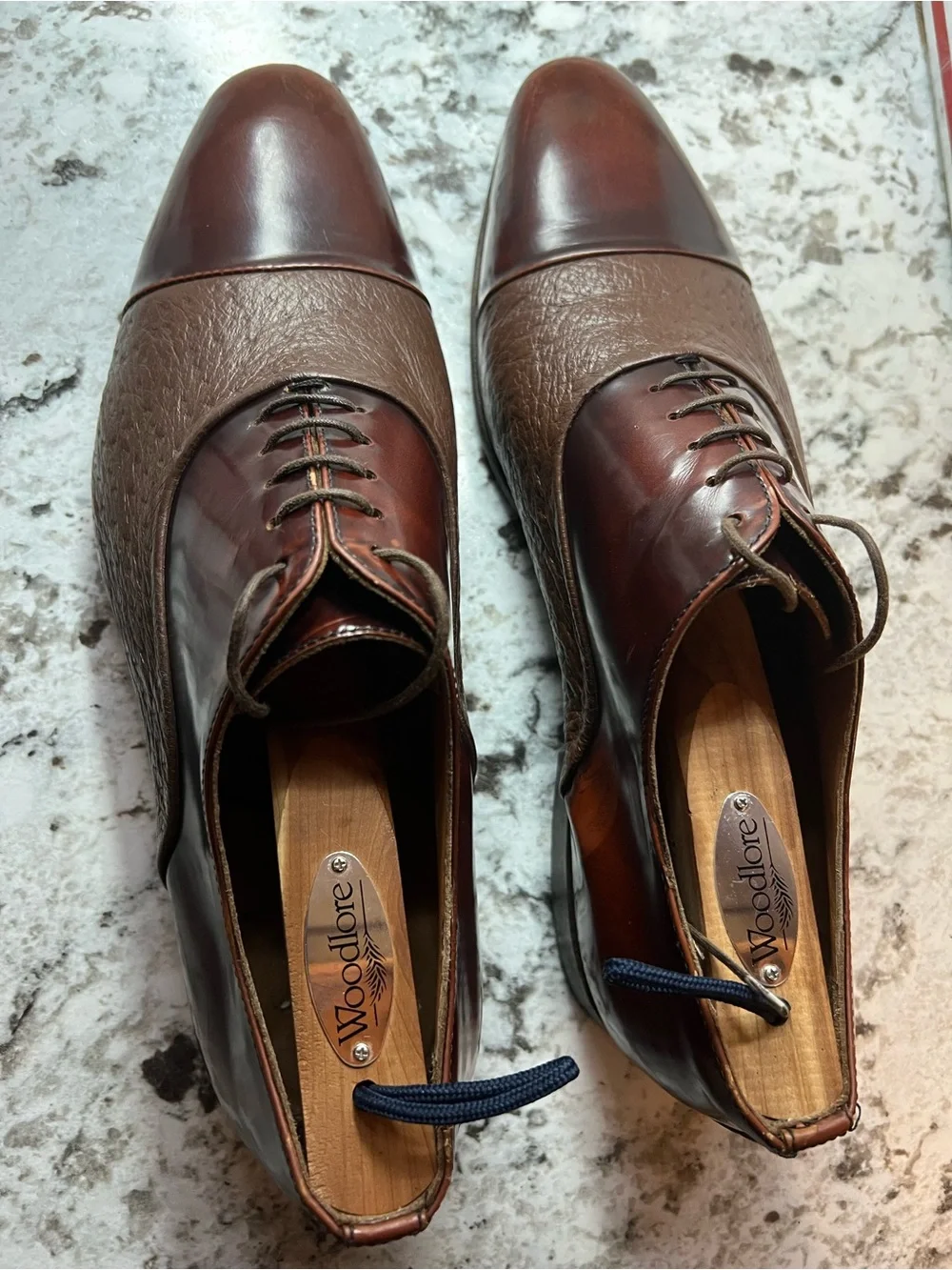 Moreschi for Russell & Bromley Men's Cap Toe Oxfords Brown Textured leatherUS8.5